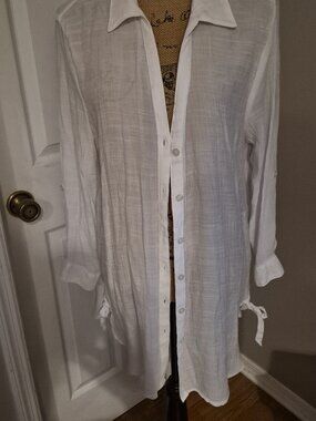 Time and Tru White Swimsuit Cover Up Size Large